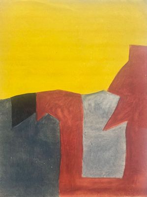 une image représentant un tableau d'un cheval avec un ciel jaune en arrière-plan