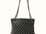 chanel black quilted leather tote bag with chain handles
