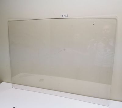 a glass display case with a picture of a man on it