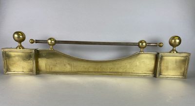 Barre de foyer en bronze et laiton doré surmonté de sphères … - Photo 1