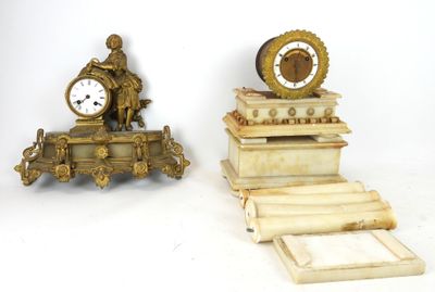 two clocks sitting on top of a stack of books