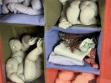 many stuffed animals that are in the shelves of the closet