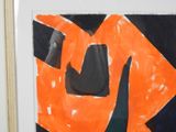 a picture of an orange and black painting on the wall