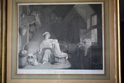 tableau représentant une femme assise sur une chaise dans une pièce