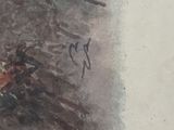 a painting of a man riding a horse in the snow