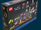a box of legos that are on a blue background