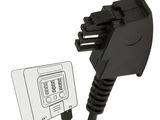 a black power cord connected to an electrical outlet