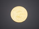 a close up of a euro coin on a black background