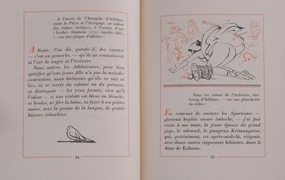 an open book with a drawing of a bird on it