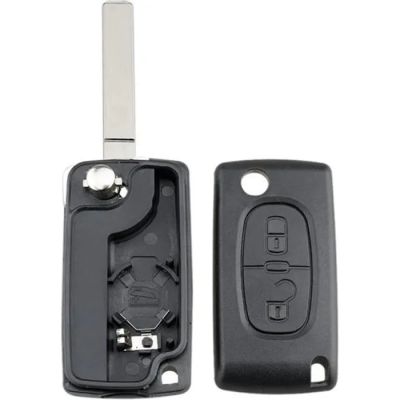 a close up of a car key case with a remote control
