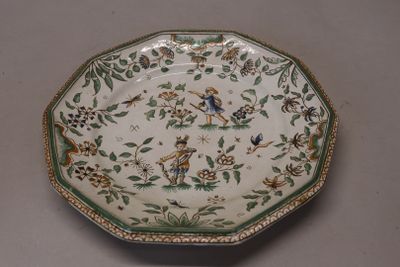 SAMSON assiette décagonale décorative en faïence émaillée po…