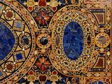 a close up view of a decorative design on a wall