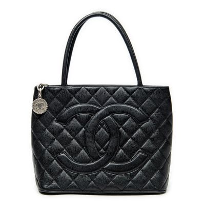 chanel black quilted leather tote bag