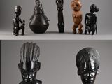 trois images différentes d'une statue représentant un homme et une femme