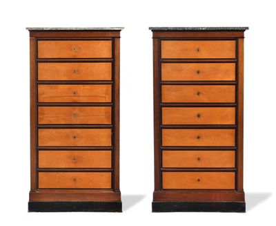 pair of george iv mahogany chest of drawers with marble top