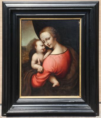 a painting of a woman holding a baby in her arms
