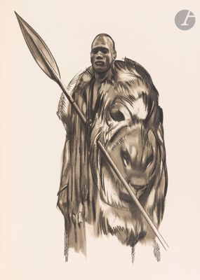 drawing of a man with a spear and shield in his hand