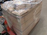 a cart with a lot of boxes on it in a warehouse