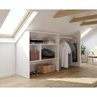 an image of a bedroom with a skylight and a closet
