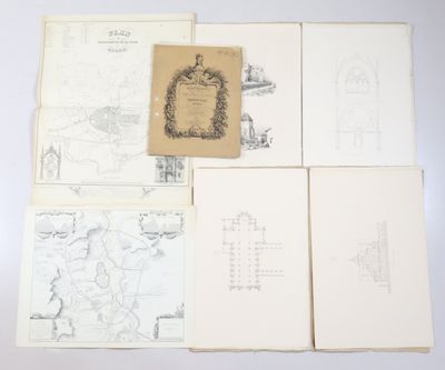plusieurs dessins représentant différents types de bâtiments, réalisés sur un fond blanc
