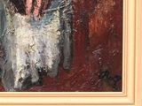 a painting of a woman holding a cat in her lap