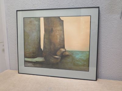 Claude GAVEAU "Barque abandonnée" lithographie numérotée 58/…