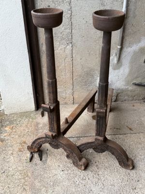 Paire de landiers en fonte