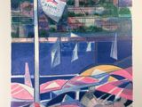 a picture of a painting of boats in the water