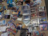 a table with a lot of baseball cards on it