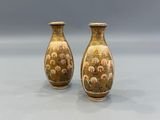 pair of antique japanese vases with gold and red designs