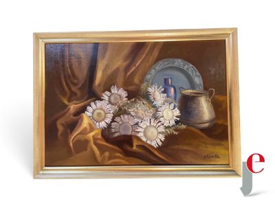 une photo d'un tableau représentant des fleurs posées sur une table