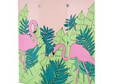 un paravent rose et vert orné de flamants roses et de feuilles de palmier