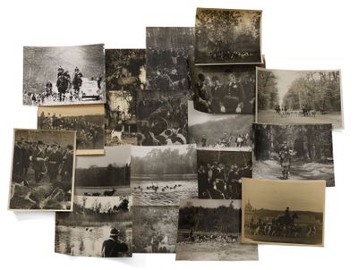 plusieurs vieilles photographies en noir et blanc représentant des personnes et des chevaux dans un champ