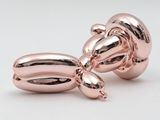 a close up of a pink balloon dog on a white background
