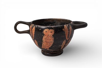 Skyphos Attique À Figures Rouges Avec Hiboux