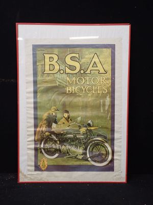 une vieille affiche représentant un chien à moto sur fond noir