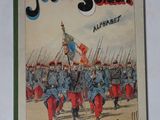 un vieux livre pour enfants avec une illustration représentant un défilé militaire