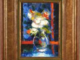 an image of a painting of flowers in a vase on a table