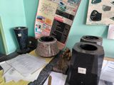 a desk with a bunch of items on it
