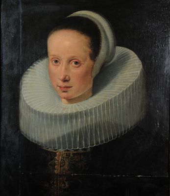 portrait of a woman with a ruffled collar by an unknown artist