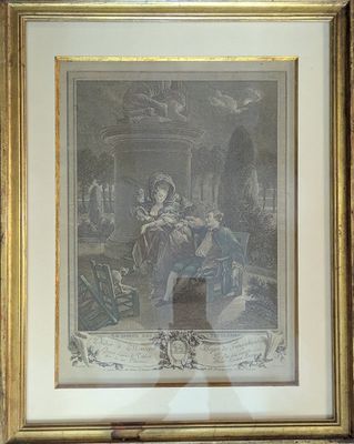 tableau représentant une femme assise sur une chaise dans une pièce, en compagnie d'un chien