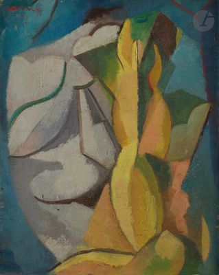 une peinture à l'huile représentant un homme tenant une banane à la main
