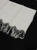 Suite de CINQ SERVIETTES en coton damassé à franges chiffré … (photo 4)