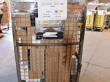 a cart with a lot of boxes on it in a warehouse