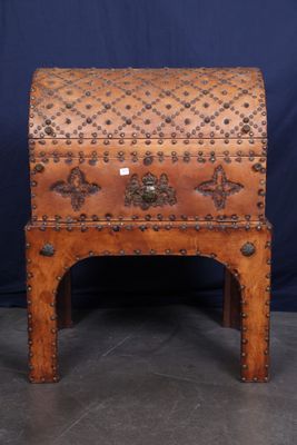 an old wooden chest with rivets and rivets on it