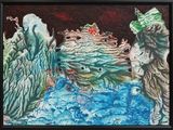 a painting of a group of people on a boat in the water