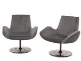 paire de fauteuils pivotants de style « mid-century modern » en tissu gris