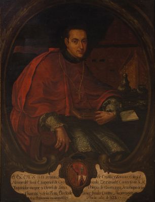portrait d'un homme vêtu d'une robe rouge, tenant un livre et une épée