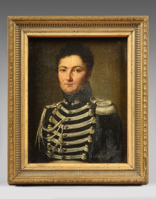 a painting of a man in a military uniform in a gold frame