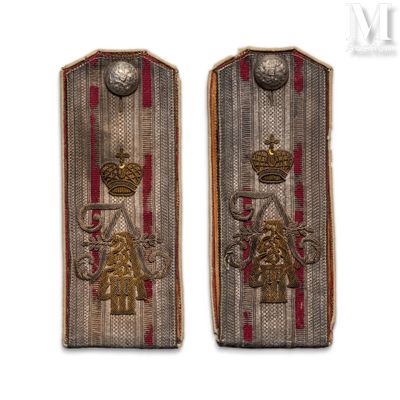 a pair of military badges with a crown on them